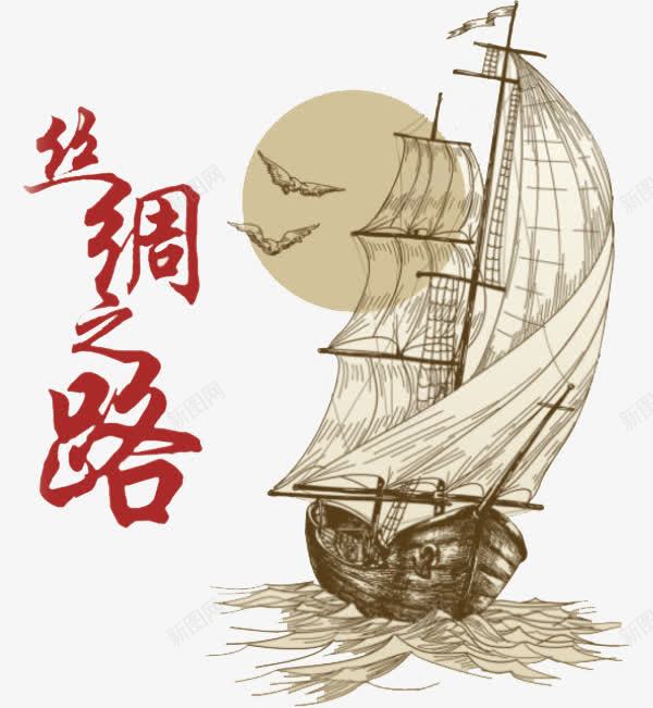 手绘航海png免抠素材_新图网 https://ixintu.com 丝绸之路 卡通 帆船 海上丝绸之路 航帆 航海