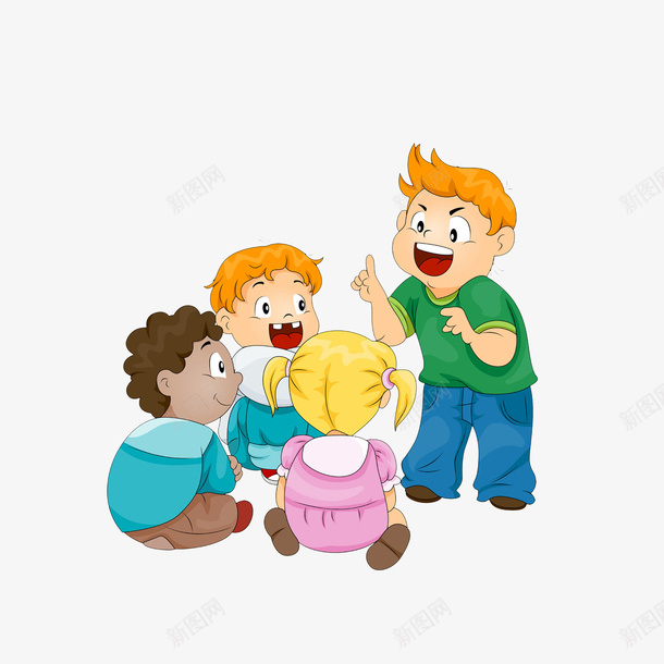 卡通在开讨论会的小朋友们png免抠素材_新图网 https://ixintu.com 卡通手绘 商讨 小朋友 小组 小组讨论会 开心小孩 开讨论会