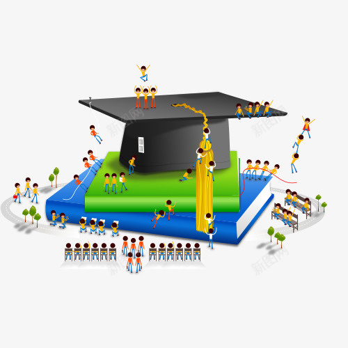 学校文具psd免抠素材_新图网 https://ixintu.com 书 学校 学生 帽子 文具