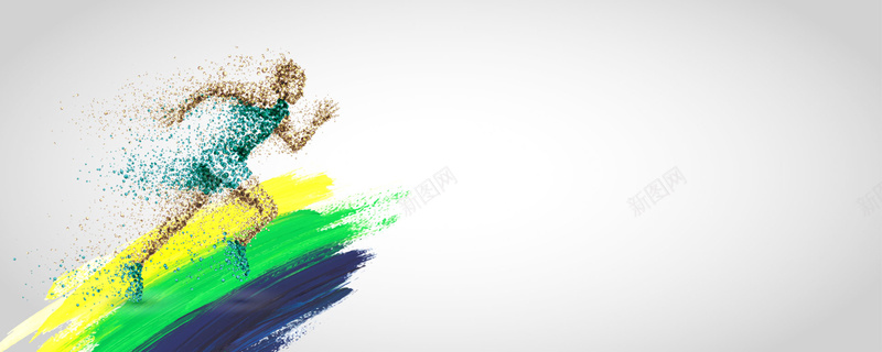 跑步奔跑运动bannerpsd设计背景_新图网 https://ixintu.com 体育精神 健身 奔跑 彩色banner 活力 激情 跑步 运动 运动水珠