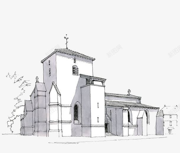 欧式庄园建筑手绘简笔画png免抠素材_新图网 https://ixintu.com 图案 建筑 手绘风格 欧式庄园 简笔画 简约风格 装饰