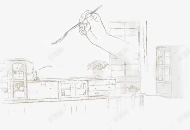 手绘线条家具屋子png免抠素材_新图网 https://ixintu.com 家具 屋子 手绘 线条