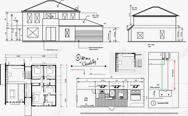 手绘风工程的图纸矢量图ai免抠素材_新图网 https://ixintu.com 图纸 工程图纸 建筑图纸 手绘图纸 手绘风 矢量png 矢量图