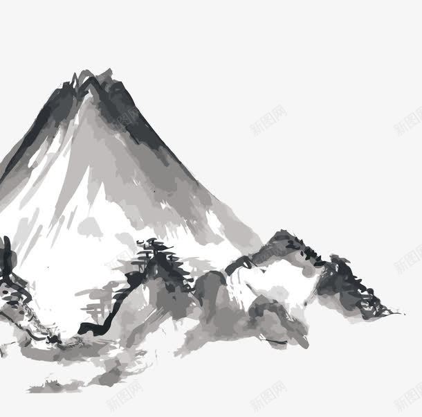 水墨富士山png免抠素材_新图网 https://ixintu.com 富士山 山水风景画 日本水墨画 美丽的富士山