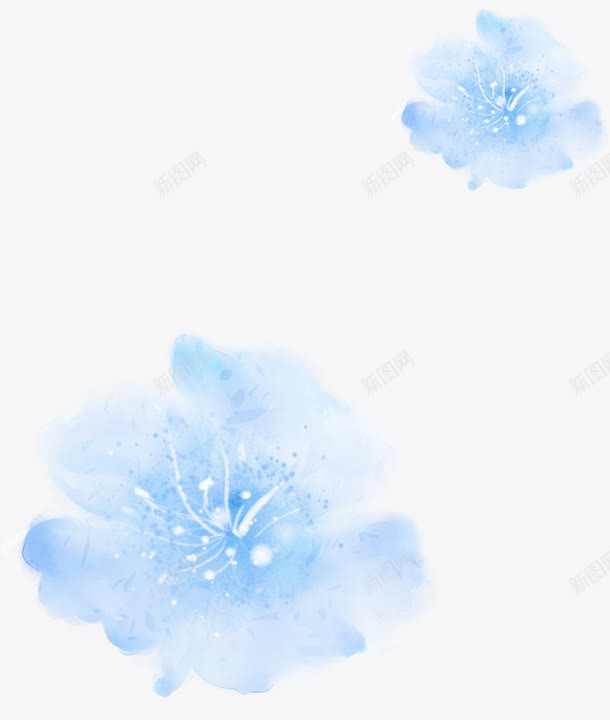 梦幻唯美蓝色水彩花朵png免抠素材_新图网 https://ixintu.com 梦幻 水彩 花朵 蓝色