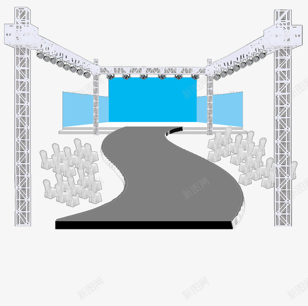蓝色舞台元素psd免抠素材_新图网 https://ixintu.com 婚庆 婚礼 活动 浪漫 结婚 舞台 装饰