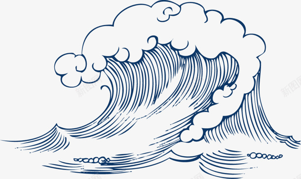 素描蓝色海浪png免抠素材_新图网 https://ixintu.com 惊涛骇浪 文艺风 浪花 素描海浪 翻腾的海浪 蓝色大海 蓝色海浪