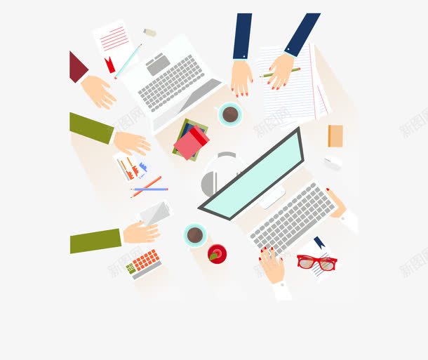 办公背景图标png_新图网 https://ixintu.com 会议 会议桌 商务 插画 数据报表 海报 电脑 画册 笔记本 耳机