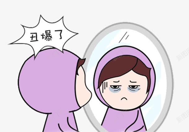 熊猫眼png免抠素材_新图网 https://ixintu.com 卡通 可爱 照镜子 熊猫眼 镜子里的人 黑眼圈