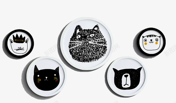 欧式猫咪图案png免抠素材_新图网 https://ixintu.com 北欧元素 圆形猫咪图案 欧式动物头像 猫咪头像