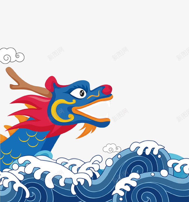 蓝色简约创意龙抬头海报插画png免抠素材_新图网 https://ixintu.com 中国民间文化 传统文化 传统节日 大气 活动主题 海报 简约 蓝色