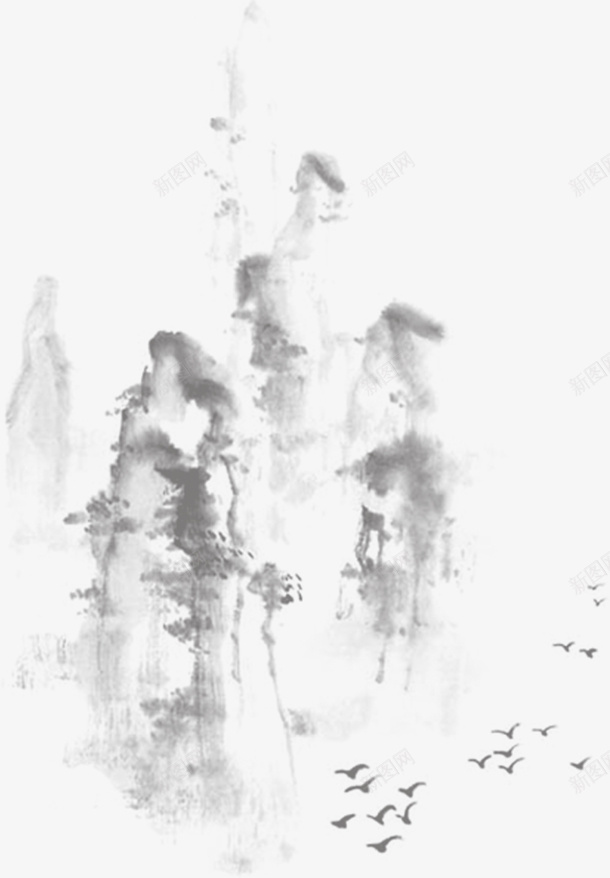 山水墨画淘宝psd免抠素材_新图网 https://ixintu.com 山水墨画淘宝素材