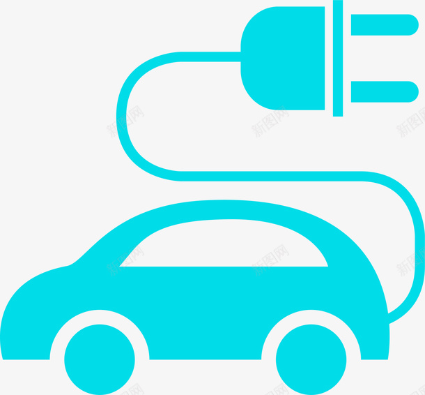 简约汽车图标png_新图网 https://ixintu.com 充电汽车 汽车图标 电动汽车 童趣 简约汽车 蓝色插头
