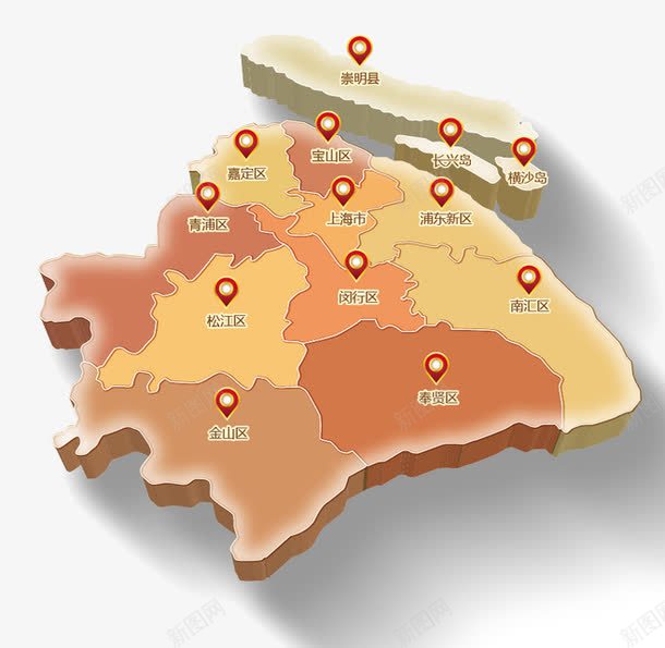 卡通版上海市地图png免抠素材_新图网 https://ixintu.com 上海地图 上海浦东地图 卡通 手绘 行政区