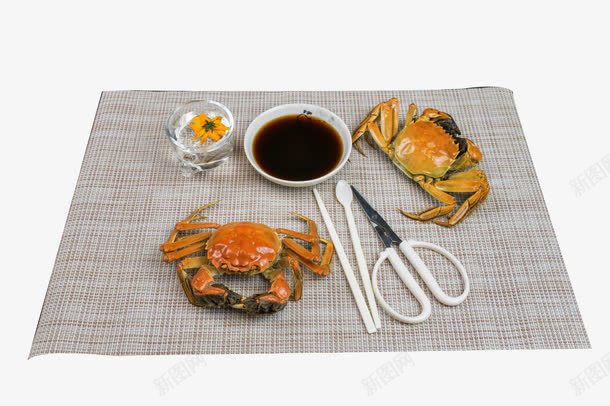 餐布上的吃螃蟹工具png免抠素材_新图网 https://ixintu.com 吃螃蟹 大螃蟹 水生 海鲜 甲壳类 美味的 美食 螃蟹 食物
