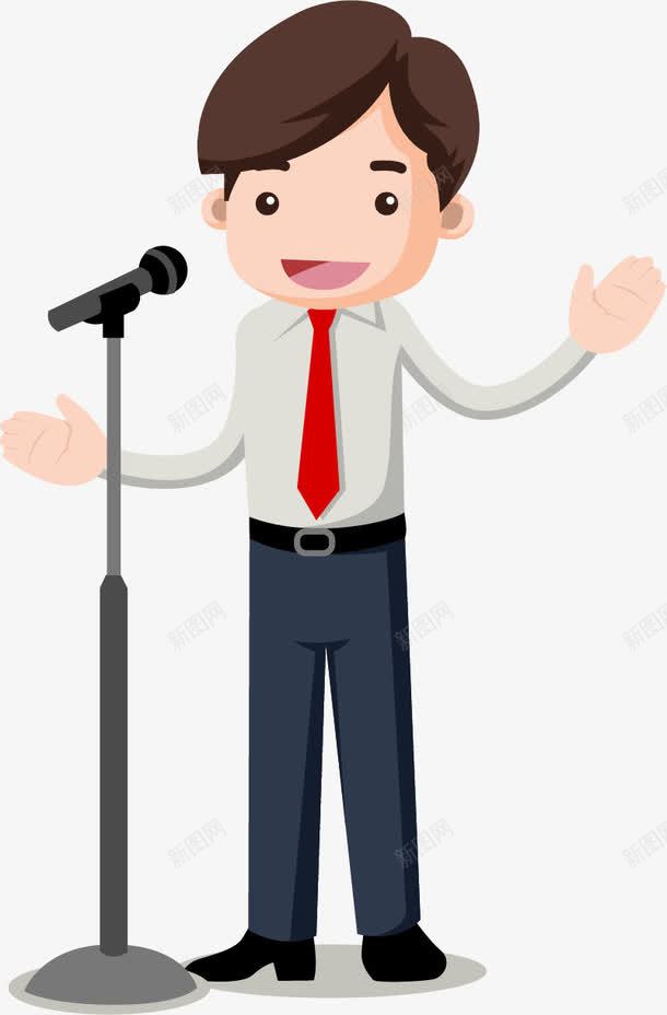 卡通做演讲的商务人士png免抠素材_新图网 https://ixintu.com 商务人士 带领带 演讲 男人 立式话筒 立式麦克风 站立 话筒 麦克风