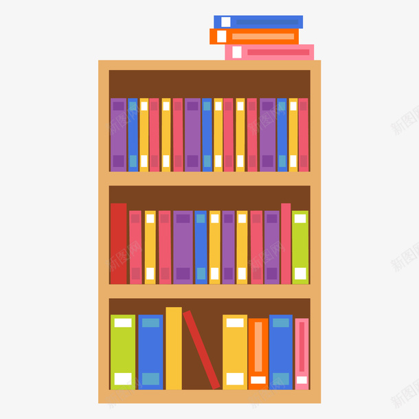 卡通书架矢量图ai免抠素材_新图网 https://ixintu.com PNG图 PNG图下载 书架 书架上的书 书籍 创意卡通 卡通 卡通插图 家具 插图 矢量图