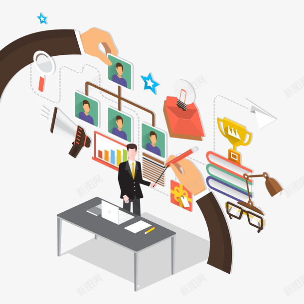 卡通商务课程讲座矢量图ai免抠素材_新图网 https://ixintu.com 人物设计 卡通 商务课程 培训 讲座 讲解 矢量图