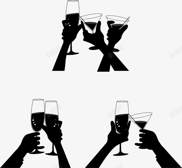 酒席敬酒剪影图标png_新图网 https://ixintu.com 喝酒 喝酒简笔画 婚礼 干一杯 干杯 庆祝 手拿酒杯 手臂 满杯 碰杯 祝贺 祝酒 聚会 酒席