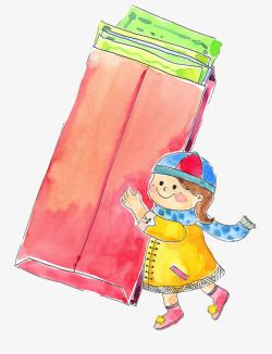 卡通插画拿着大红包的小女孩素材