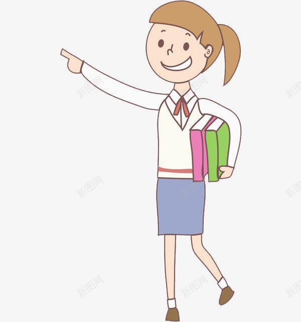 可爱的学生png免抠素材_新图网 https://ixintu.com 上课 乖巧的 卡通 小学生 指路 插图 漂亮的