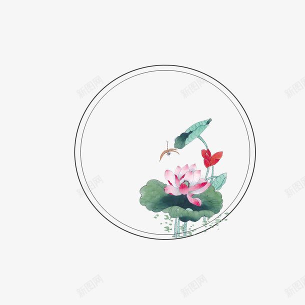 手绘古风圆圈png免抠素材_新图网 https://ixintu.com 古风圆圈 唯美 圆形边框 彩绘 手绘圆圈 手绘荷花