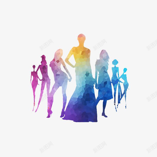 女模特png免抠素材_新图网 https://ixintu.com 几何 剪影 女模特 绚丽