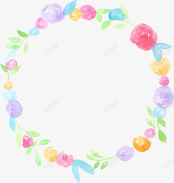 清新水彩玫瑰花环png免抠素材_新图网 https://ixintu.com 手绘玫瑰 水彩玫瑰花 玫瑰花花环 矢量素材 邀请函封面