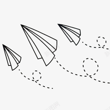 三架纸飞机手绘图标图标