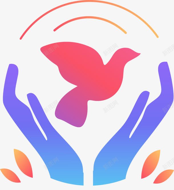 简约彩色唯美双手呵护矢量图ai免抠素材_新图网 https://ixintu.com 保护 公益 关爱 双手呵护 和平鸽 彩色 矢量图