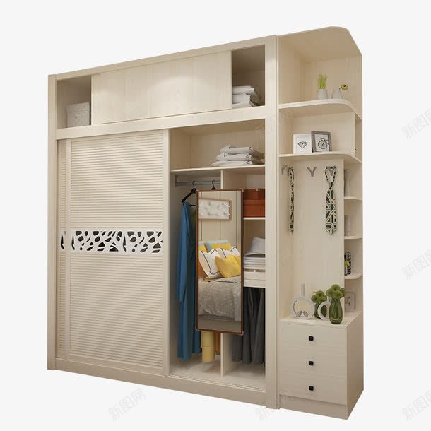 百叶门大型实木衣橱png免抠素材_新图网 https://ixintu.com 产品实物 大型衣橱 整齐的衣橱 暗格 衣柜 衣柜推拉门 衣橱
