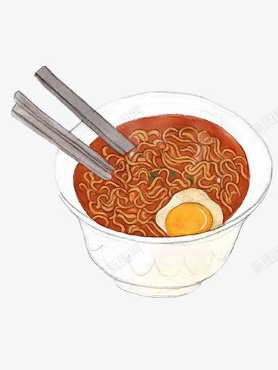 手绘方便面png免抠素材_新图网 https://ixintu.com 方便面 食物 鸡蛋
