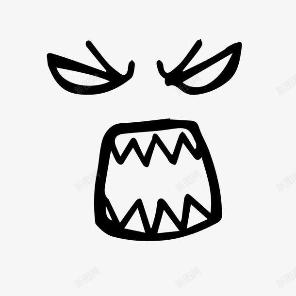 黑色线条png免抠素材_新图网 https://ixintu.com 卡通 愤怒 简笔画 线条 表情 表情包 黑线表情 黑色 黑色线条