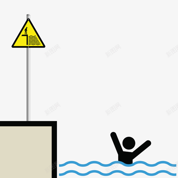 简约教育落水防溺水提示png免抠素材_新图网 https://ixintu.com 安全 安全提示牌 提示 提示牌 教育 标志 溺水小人 简约 落水 防护