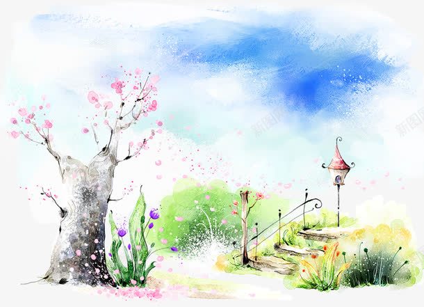 春天风景png免抠素材_新图网 https://ixintu.com 卡通 小花 手绘 拱桥 插画 梅花 清新 清新小草 环保 草丛 野花