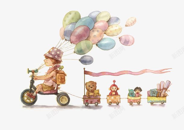 拉着玩具车的孩子png免抠素材_新图网 https://ixintu.com PNG图片 PNG图片素材 PNG素材 PNG素材免费下载 小车 幼儿园 手绘 气球 水彩 玩具