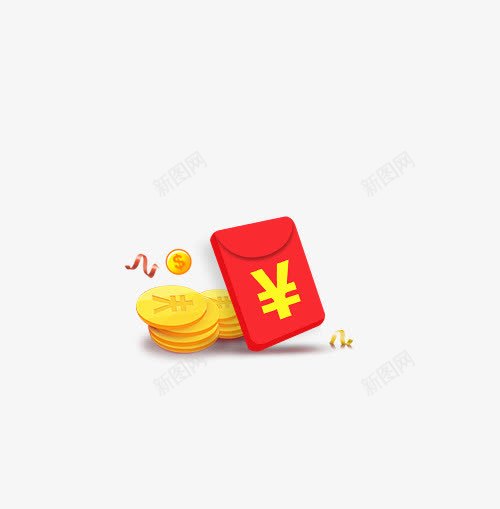 一点金币和红包png免抠素材_新图网 https://ixintu.com 理财 红包 红色 金币 钱币