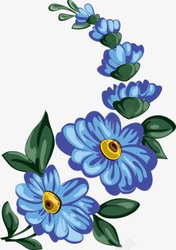 手绘蓝色花卉欧式展板素材