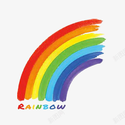 手绘彩虹片psd免抠素材_新图网 https://ixintu.com 彩虹 手绘 显眼色块 英文 颜色