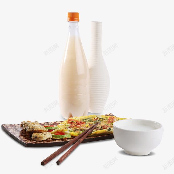 韩国美食png免抠素材_新图网 https://ixintu.com 碗筷 米酒 荞麦蛋饼