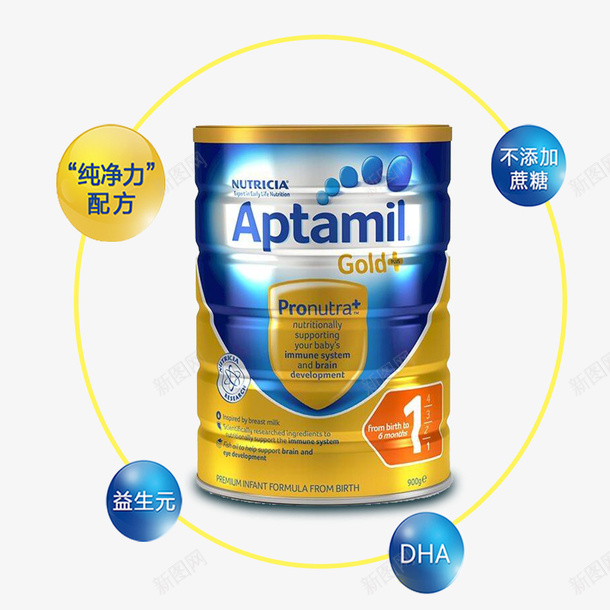 黄色罐装英文益生元澳洲奶粉png免抠素材_新图网 https://ixintu.com 圆形 澳洲奶粉 益生元 英文 黄色
