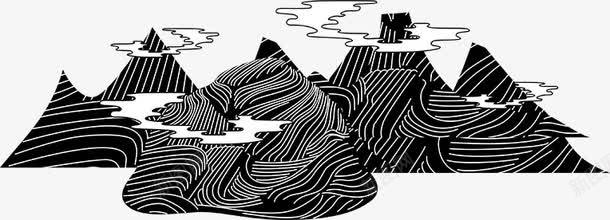 涂鸦绘画黑色线条组合山形状png免抠素材_新图网 https://ixintu.com 形状 涂鸦 线条 组合 绘画 黑色