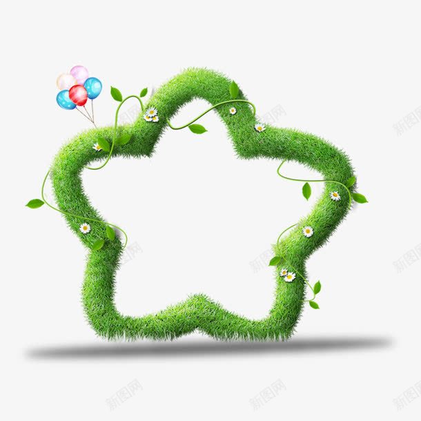 星型花草拱门png免抠素材_新图网 https://ixintu.com 五角星 拱门 花朵 造型 青草