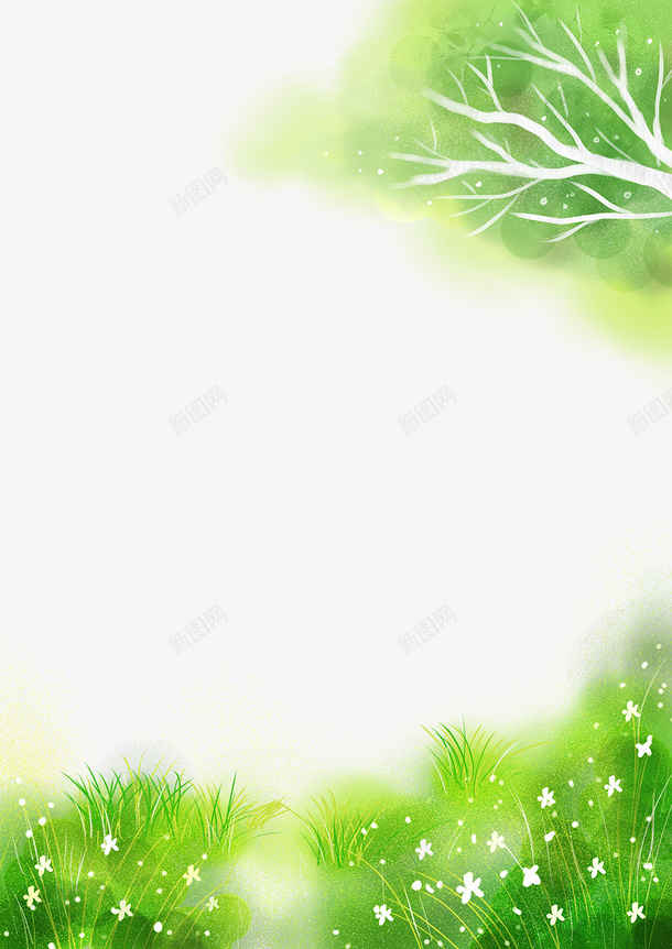 春天插画1psd免抠素材_新图网 https://ixintu.com 插画 春天 春天插画 素材 绿色