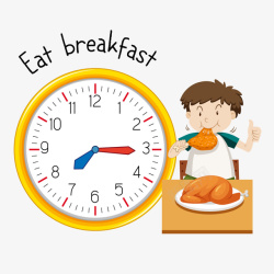 学生作息早餐时间钟表矢量图素材