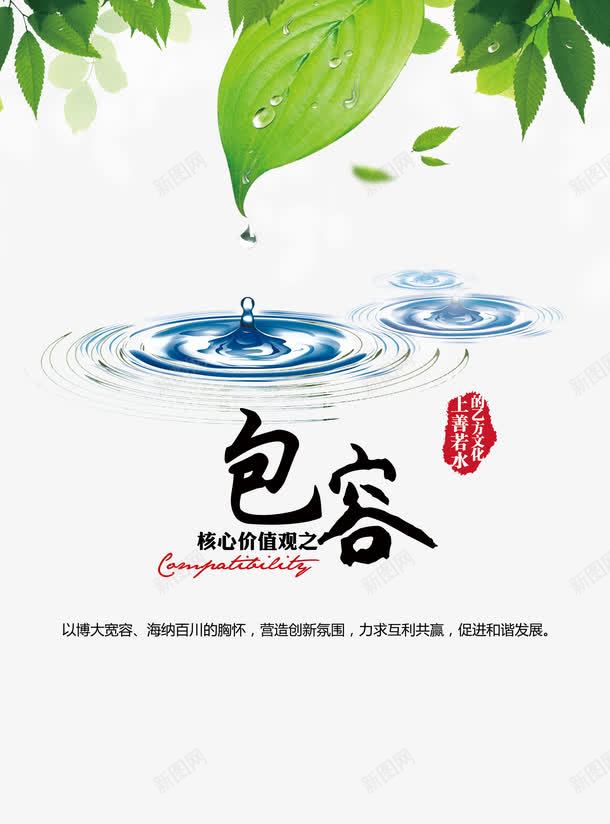 包容png免抠素材_新图网 https://ixintu.com 企业展板 企业文化 企业精神 树叶 水