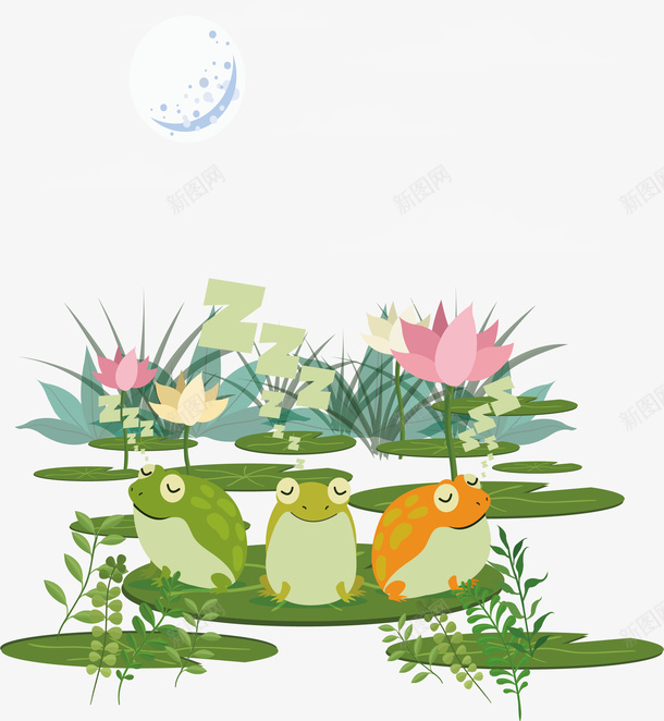春天夜晚宁静的池塘矢量图ai免抠素材_新图网 https://ixintu.com 宁静的池塘 春天夜晚 池塘青蛙 矢量png 迎接春天 青蛙 矢量图