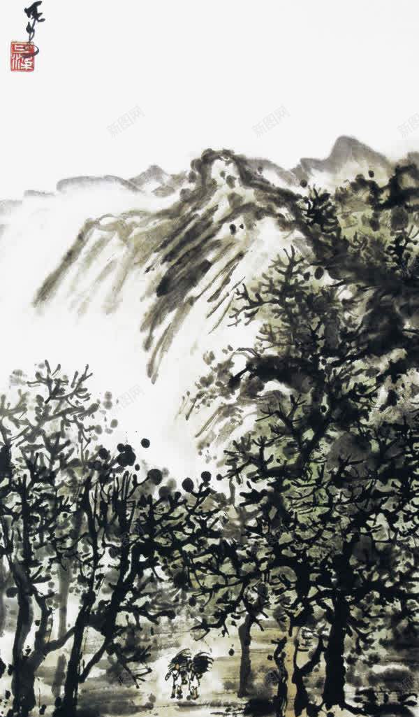 传统国画写生png免抠素材_新图网 https://ixintu.com 中国画 写意水墨 写意水墨画 国画 国画山水 装饰国画