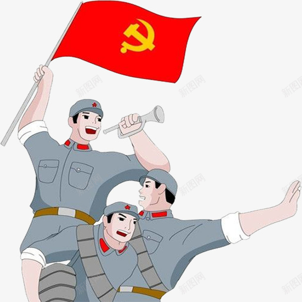 八路军扛旗png免抠素材_新图网 https://ixintu.com 八路军 手绘八路军 手绘扛旗 扛旗 扛红旗 红军扛旗