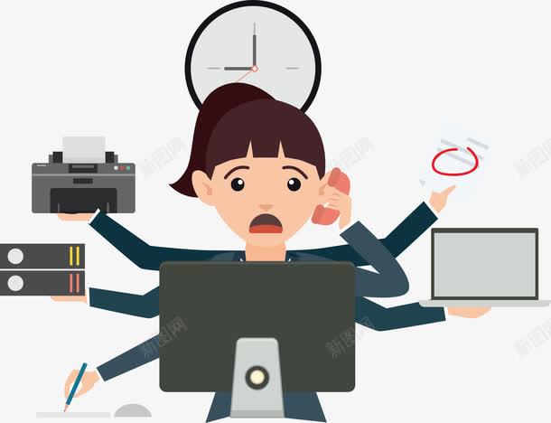 忙碌的行政人员png免抠素材_新图网 https://ixintu.com 上班 上班族 办公 卡通 商务人士 工作狂 忙碌 热爱工作 白领 行政人物